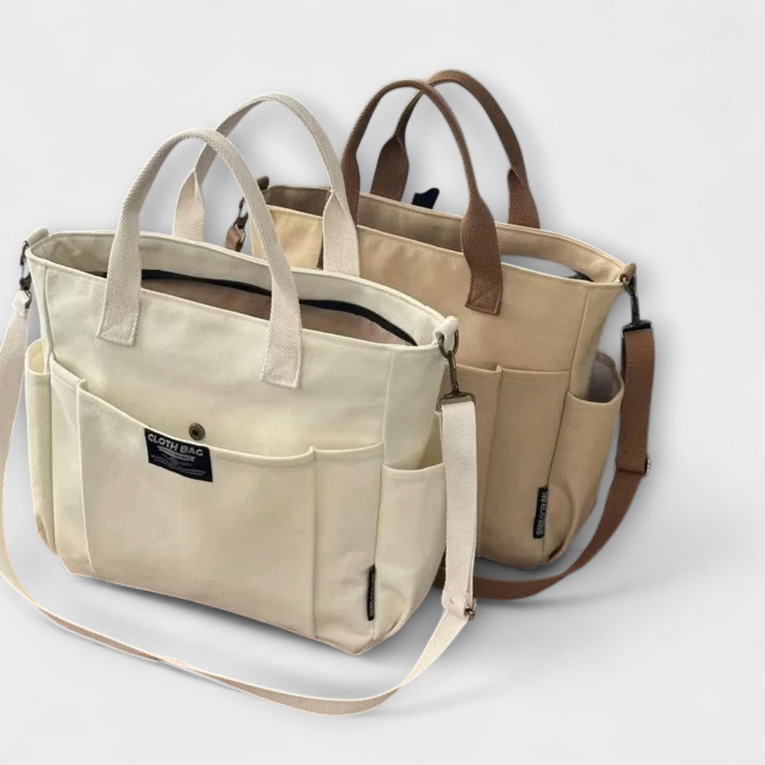 Women's Shoulder Bag with Pockets in Khaki - View 3 | Bellmere