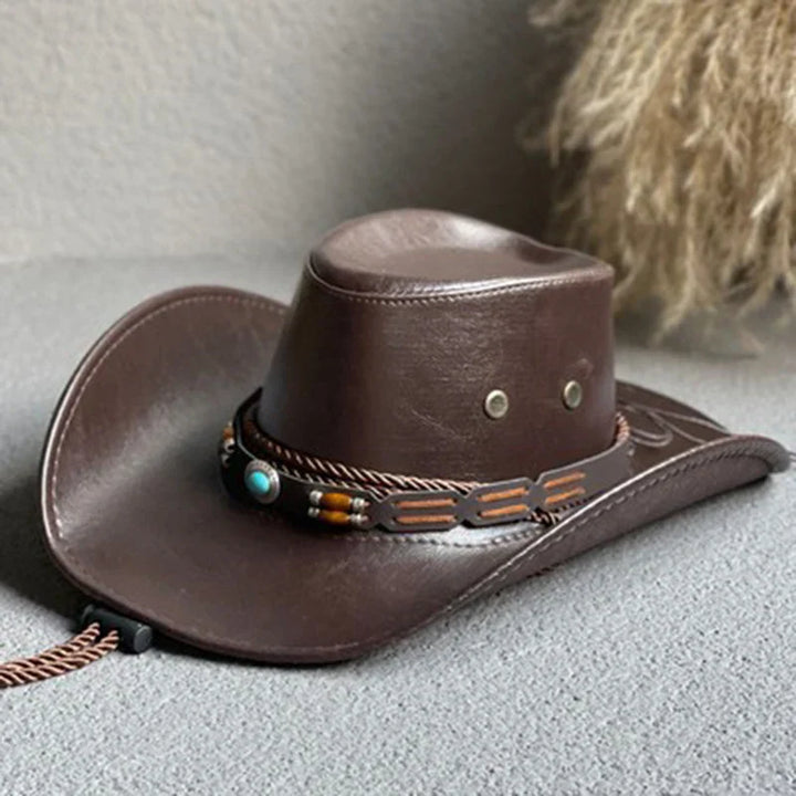 Vintage Cowboy Hat with Adjustable Fit in Khaki - View 2 | Bellmere