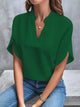 Women's V-Neck Blouse with Cap Sleeves Fb0789 in Blue - View 7 | Bellmere