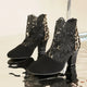 Women's Lace Mesh High Heel Boots in Apricot - View 5 | Bellmere