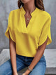 Women's V-Neck Blouse with Cap Sleeves Fb0789 in Blue - View 3 | Bellmere