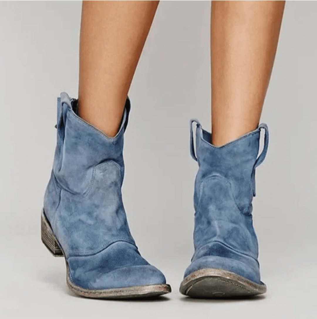 Women's casual ankle boots with round toe and low heel