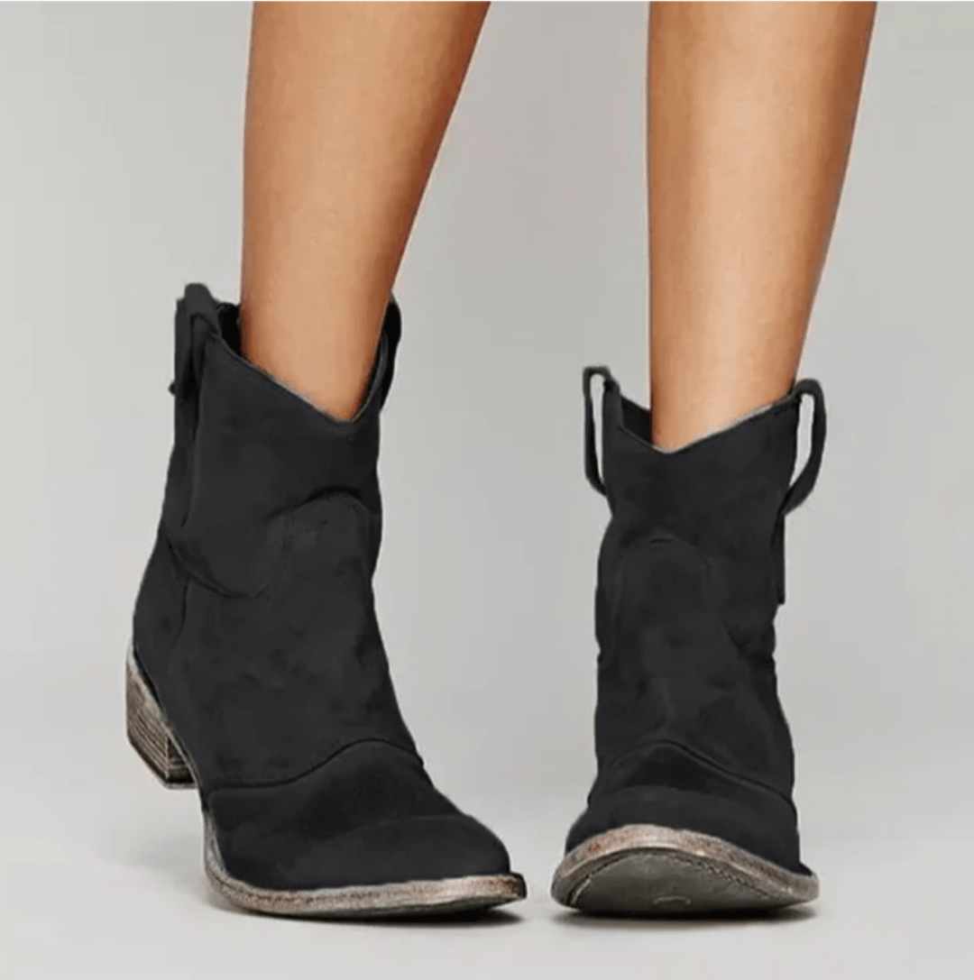 Women's casual ankle boots with round toe and low heel