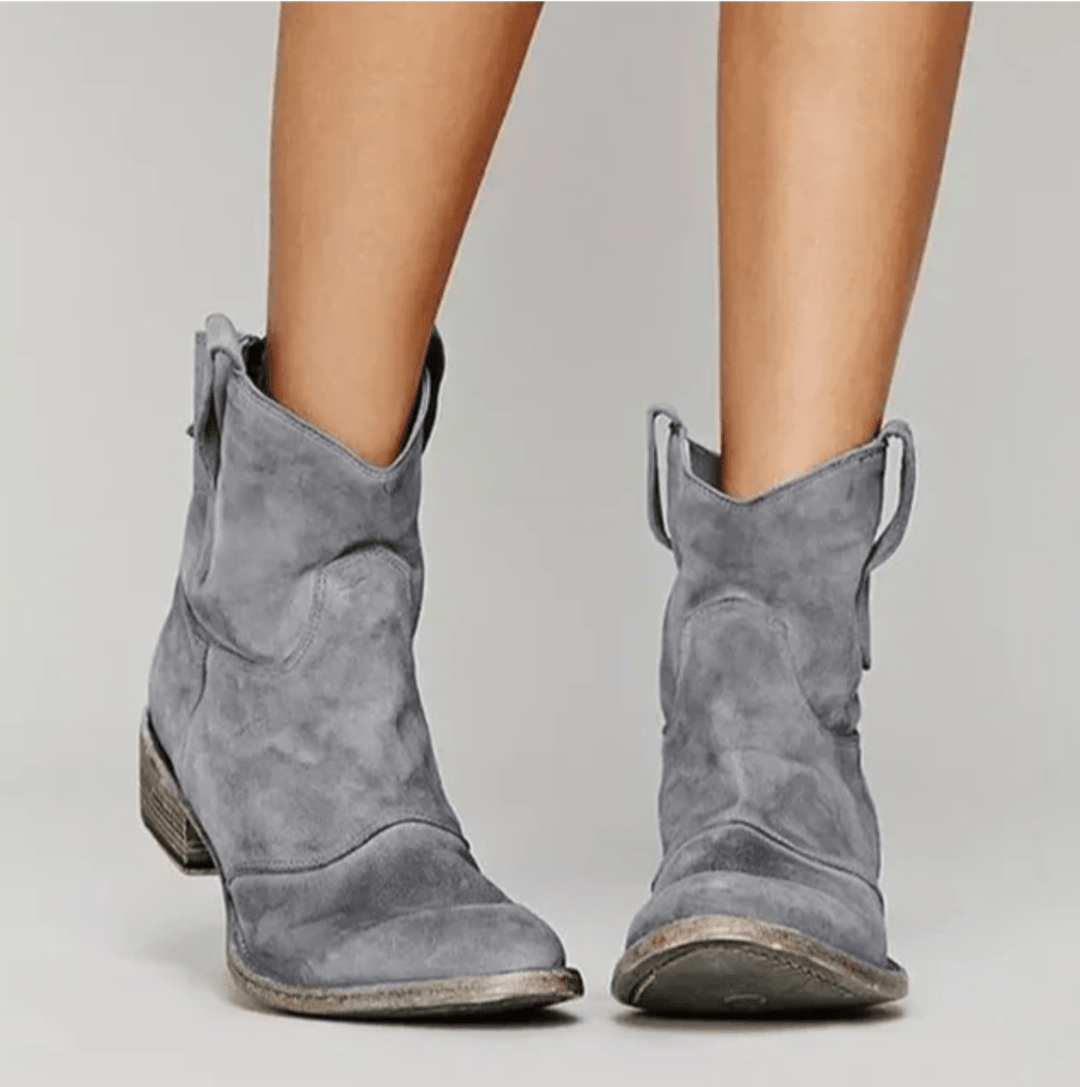 Women's casual ankle boots with round toe and low heel