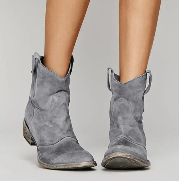 Women's casual ankle boots with round toe and low heel