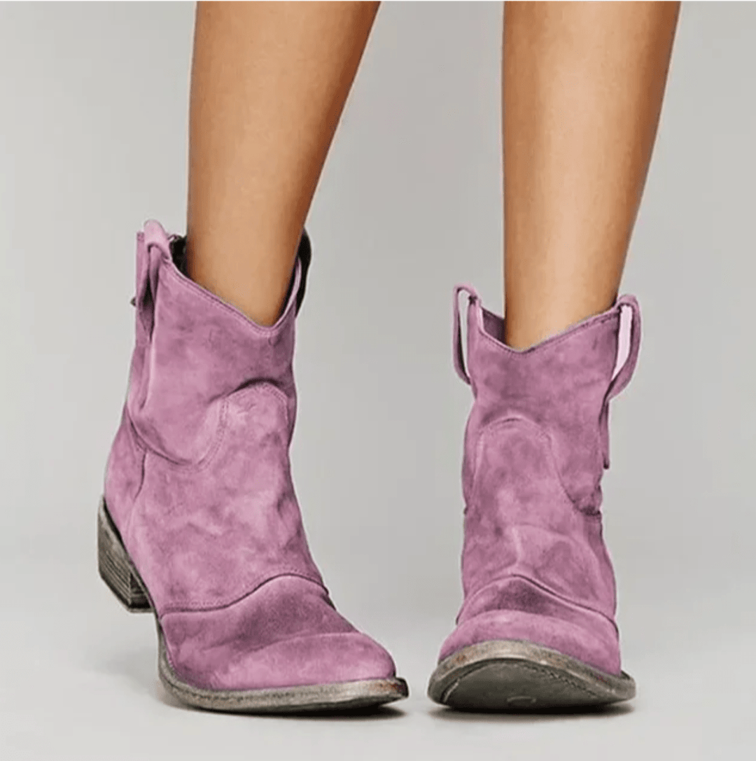 Women's casual ankle boots with round toe and low heel