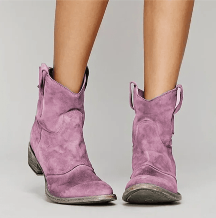 Women's casual ankle boots with round toe and low heel