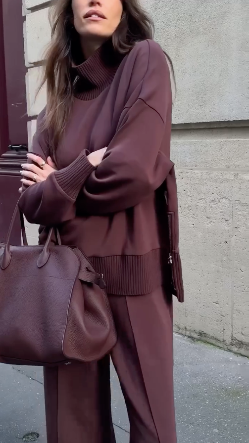 Women's Knit Co-ord Set Sets in Burgundy - View 2 | Bellmere