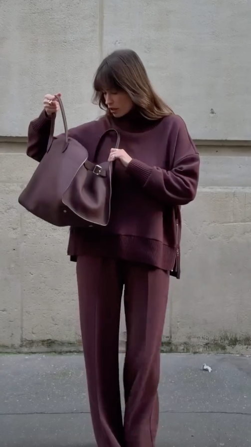 Women's Knit Co-ord Set Sets in Burgundy - View 4 | Bellmere