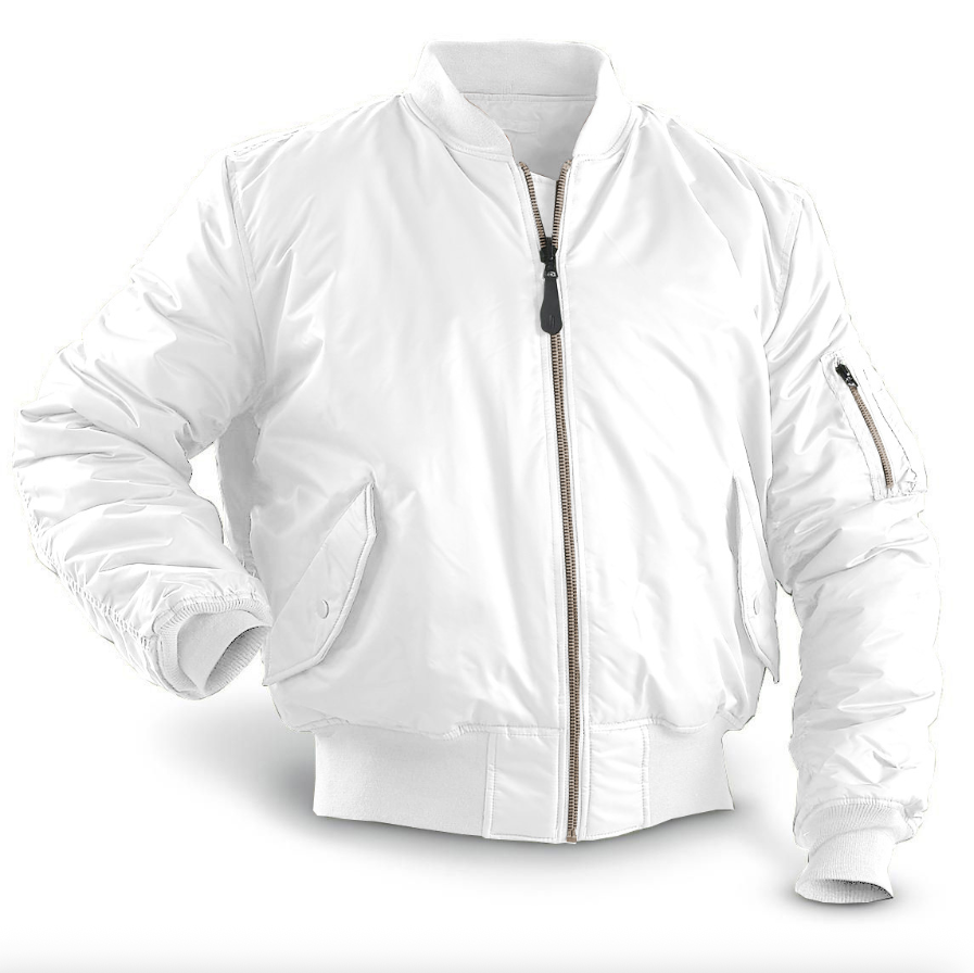 Men's quilted bomber jacket with stand collar, long sleeves and zip pockets