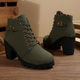 Women's Lace-Up Chunky Ankle Boots in Black - View 3 | Bellmere