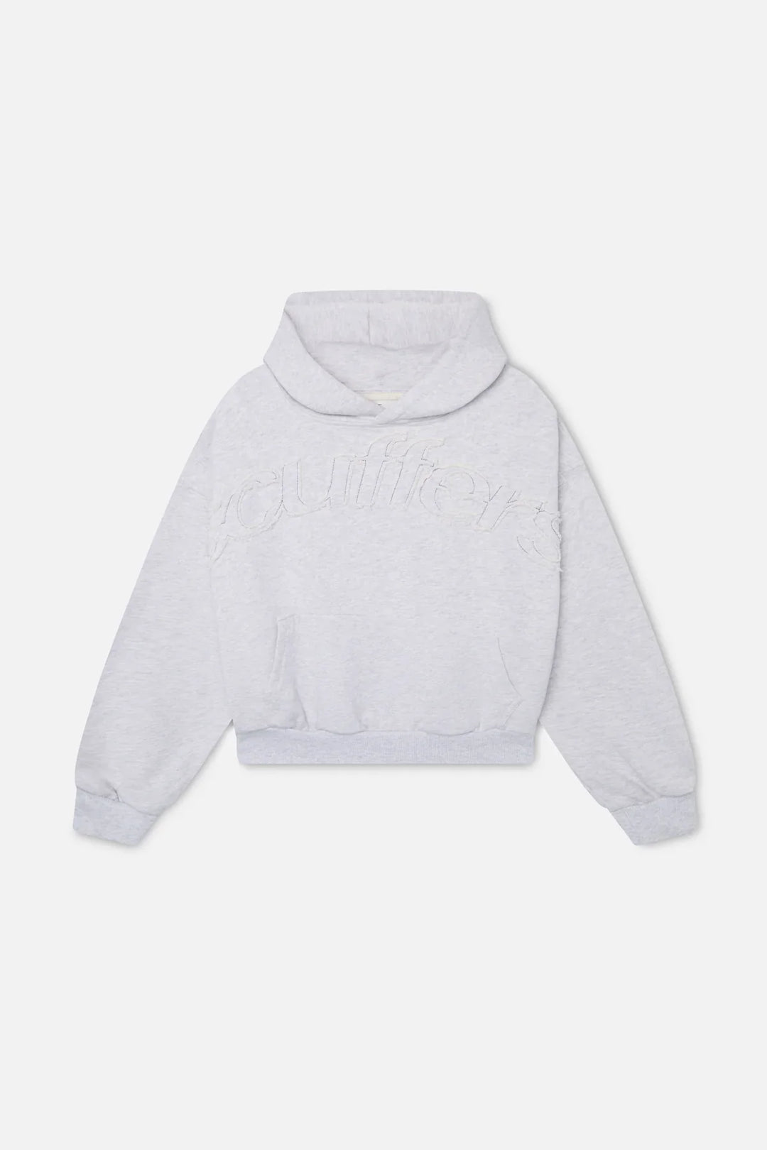 Unisex pullover hoodie with hood, embossed chest lettering and kangaroo pocket