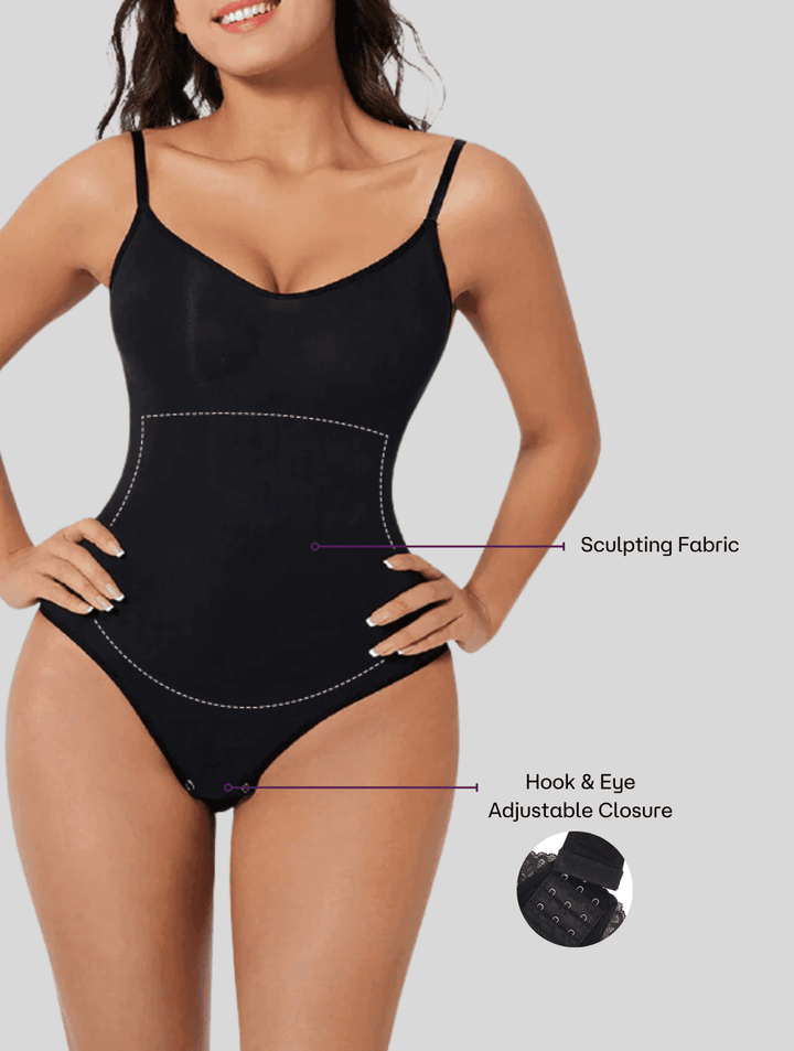High-Waisted Shapewear Bodysuit in Black - View 3 | Bellmere
