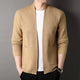 Men's textured knit cardigan with open front, long sleeves and two patch pockets