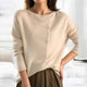 Women's asymmetric button knit cardigan with long sleeves