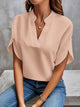 Women's V-Neck Blouse with Cap Sleeves Fb0789 in Blue - View 6 | Bellmere