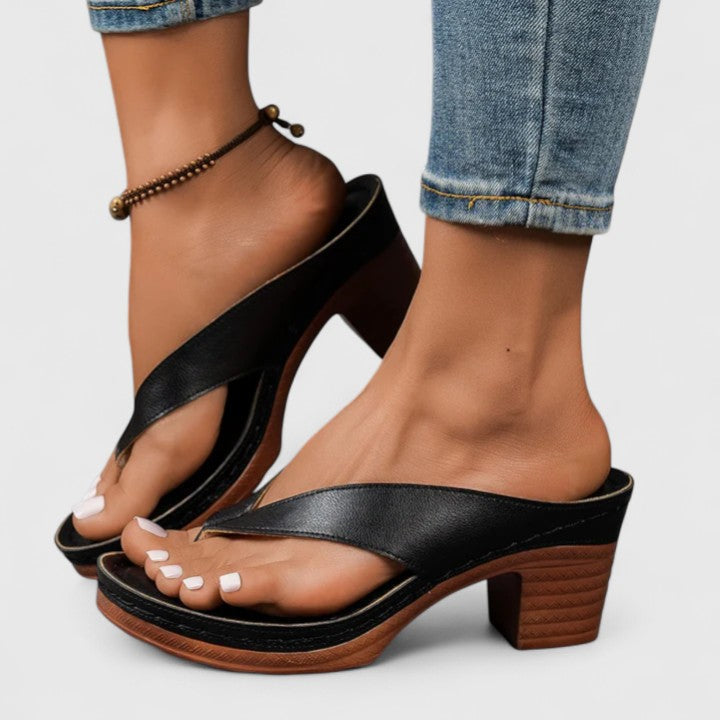Arina | Women's Block Heel Thong Sandals Ankle Strap