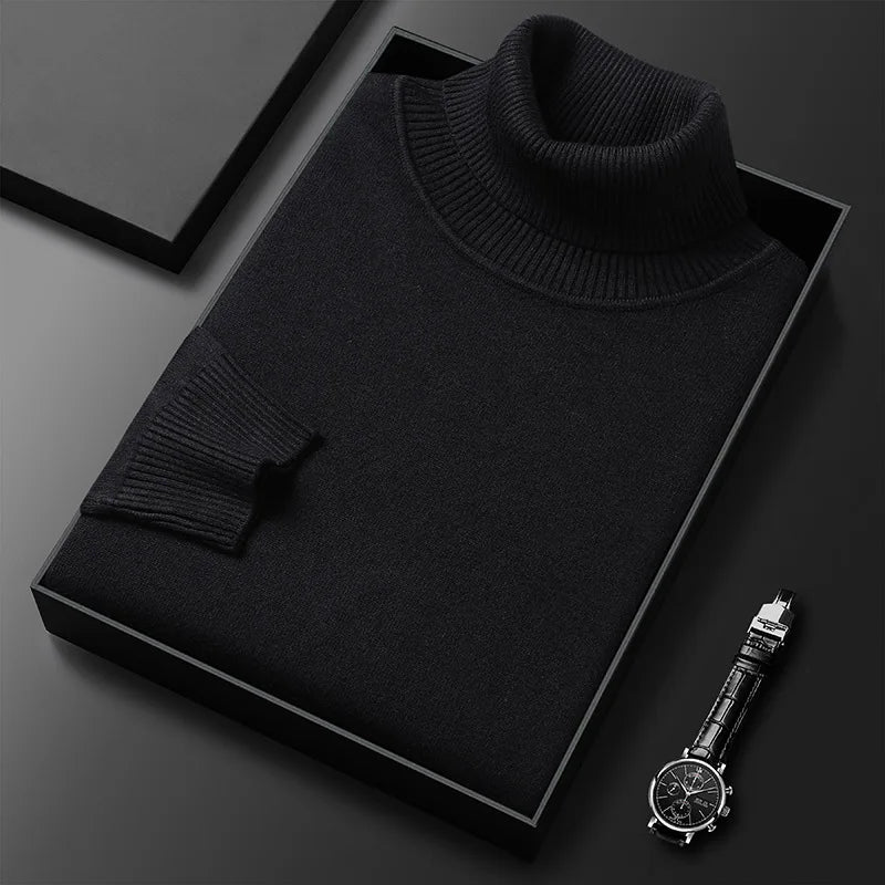 Ribbed turtleneck sweater with long sleeves and matching cuffs