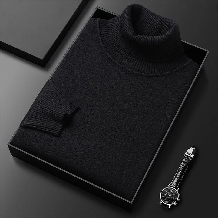 Ribbed turtleneck sweater with long sleeves and matching cuffs
