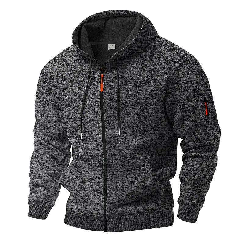 Textured fleece hooded jacket with full zip and front pockets