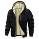 Men's hooded zip-up hoodie with light pile lining and zipped pockets