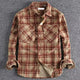 Men's long-sleeve plaid shirt with point collar and two chest pockets