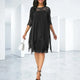 Women's Quarter Sleeve Chiffon Dress in Navy Blue - View 5 | Bellmere