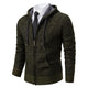 Men's textured full-zip hoodie with hood, drawcords, front pockets and ribbed trims