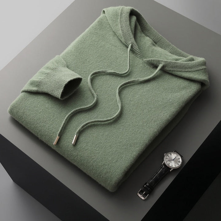 Unisex plain hooded pullover with drawstrings and ribbed cuffs