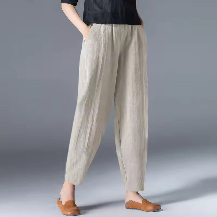 Women's Lightweight Summer Trousers in Beige - View 3 | Bellmere