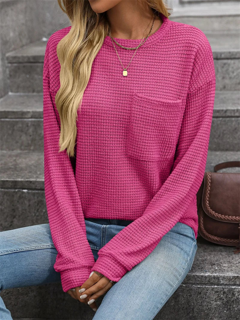 Women's casual crew neck sweatshirt with long sleeves