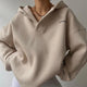 Women's hooded split-neck pullover with long sleeves