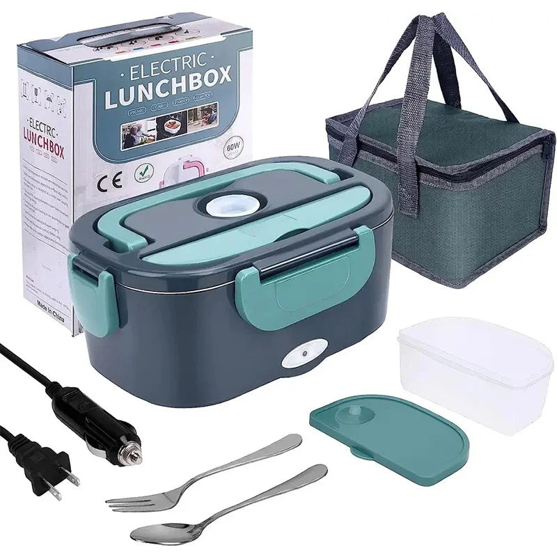 1.5L electric lunch box food warmer with carry bag, utensils and power cables