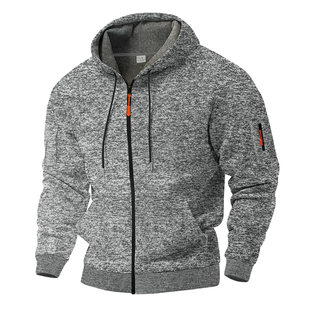 Textured fleece hooded jacket with full zip and front pockets