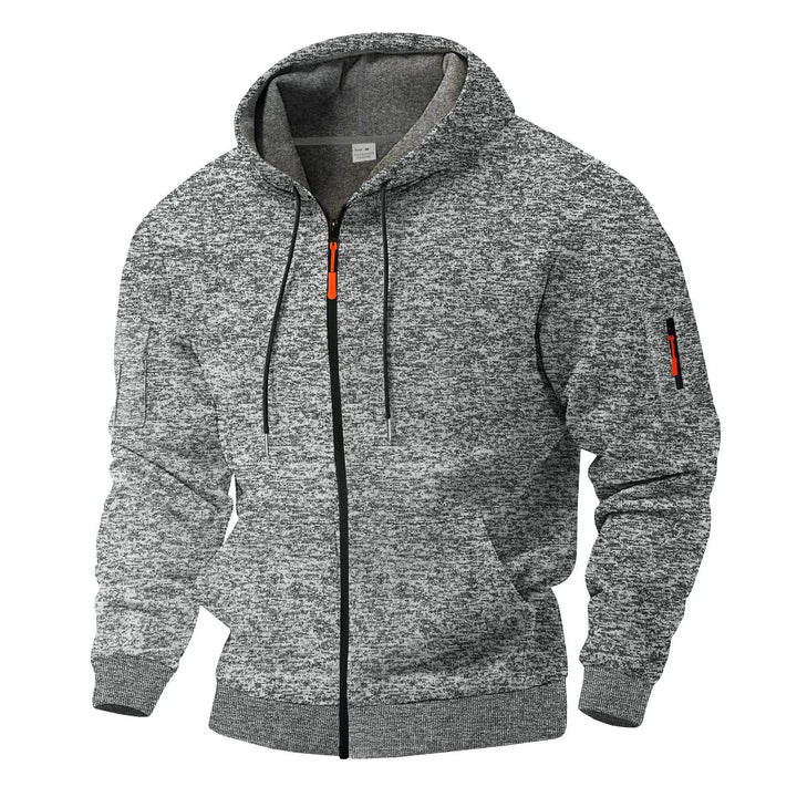 Textured fleece hooded jacket with full zip and front pockets