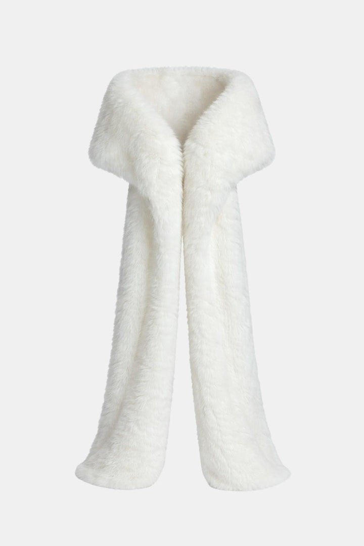 Floor-length faux fur shawl with wide collar