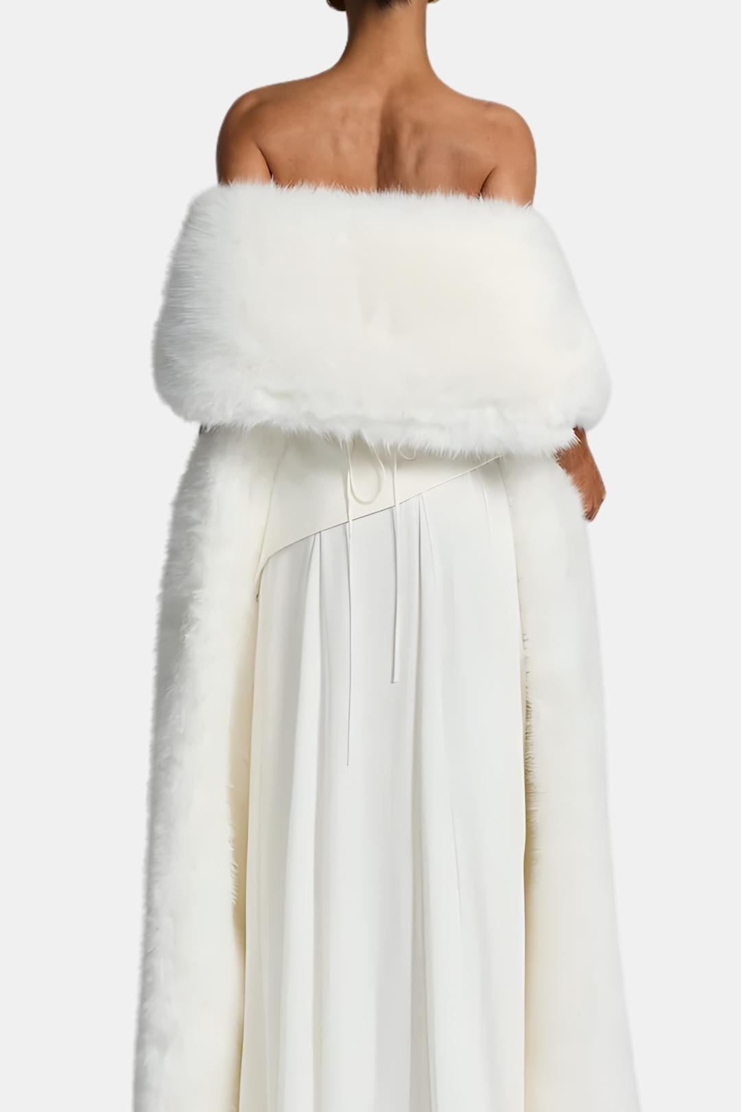 Floor-length faux fur shawl with wide collar