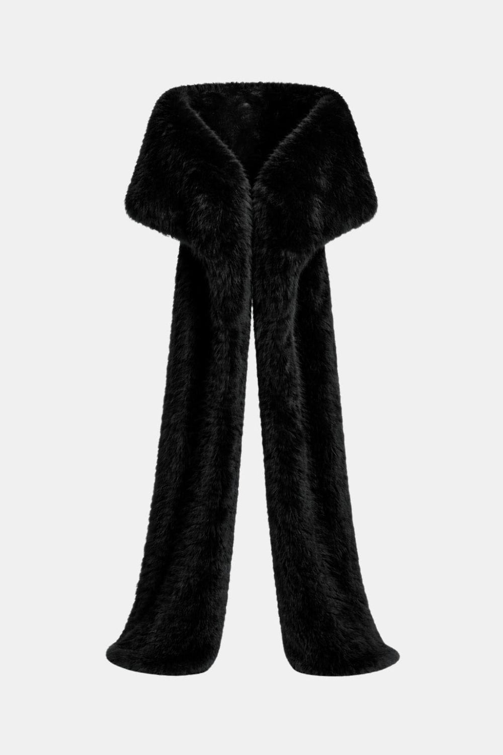 Floor-length faux fur shawl with wide collar