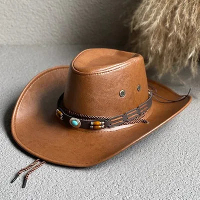 Vintage Cowboy Hat with Adjustable Fit in Khaki - View 4 | Bellmere