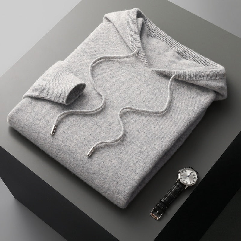 Unisex plain hooded pullover with drawstrings and ribbed cuffs