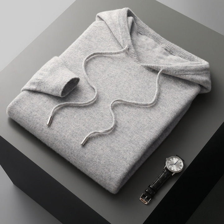 Unisex plain hooded pullover with drawstrings and ribbed cuffs