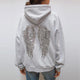Grey hooded sweatshirt with sequin wings on the back