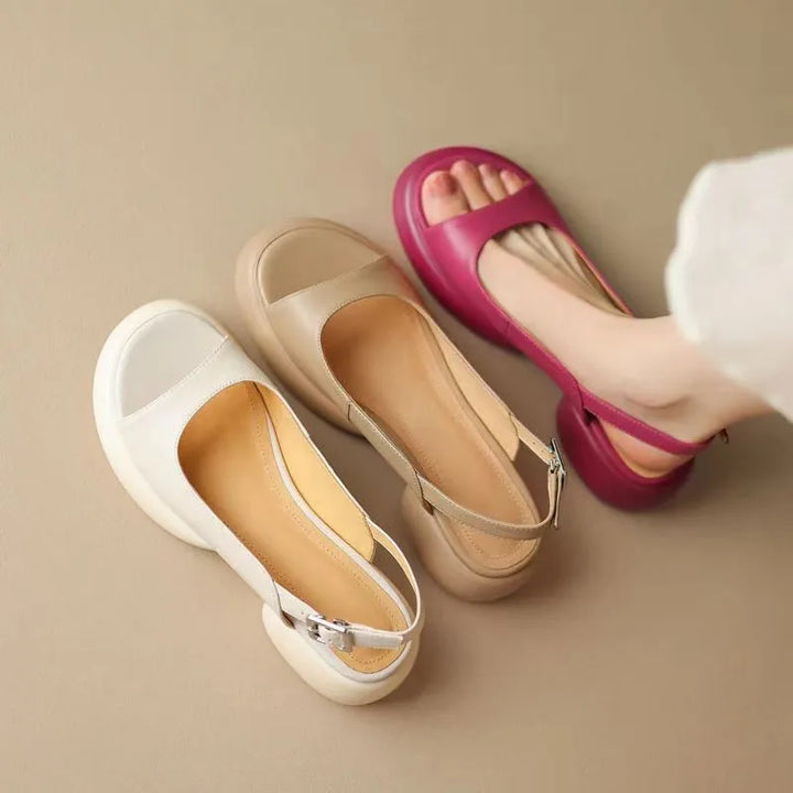 Faiza | Women's Ava Platform Sandals – Women’s Low Heel Open-Toe Slip-Ons