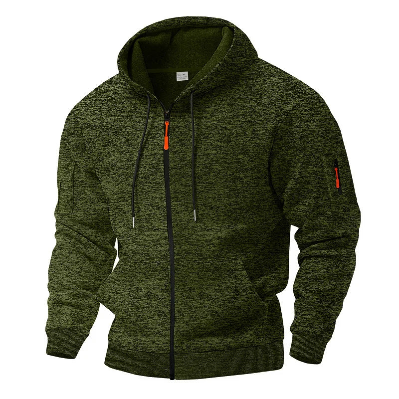 Textured fleece hooded jacket with full zip and front pockets