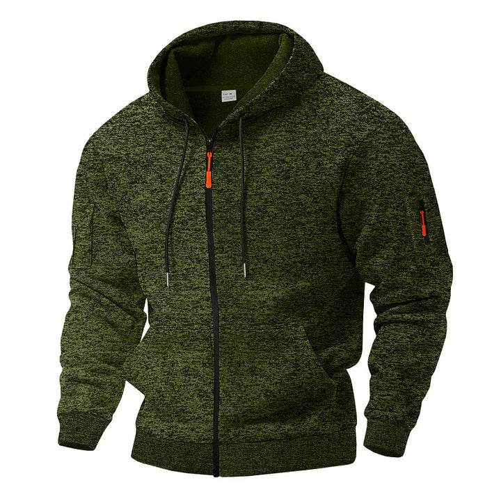 Textured fleece hooded jacket with full zip and front pockets