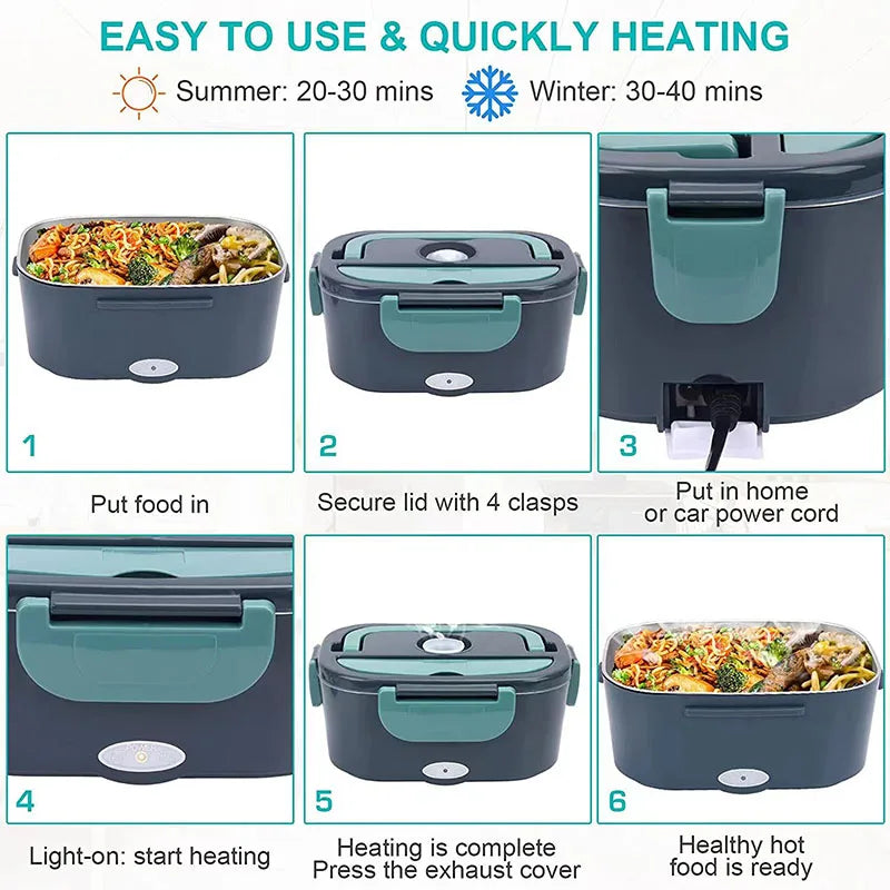1.5L electric lunch box food warmer with carry bag, utensils and power cables