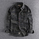 Long-sleeve camouflage button-up shirt with two chest pockets