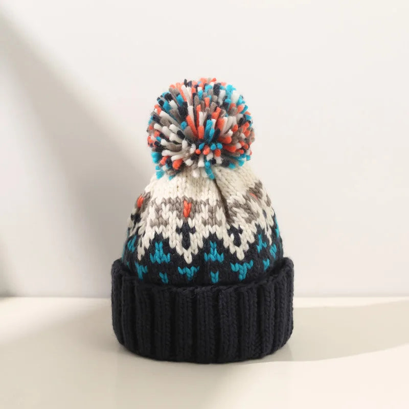 Women's Snowflake Pom Beanie in Black - View 2 | Bellmere