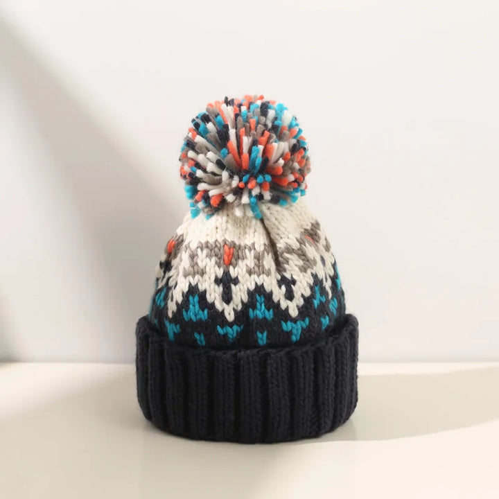 Women's Snowflake Pom Beanie in Black - View 2 | Bellmere