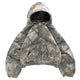 Camouflage hooded pullover with full front zipper and long sleeves